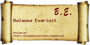 Balassa Evariszt névjegykártya